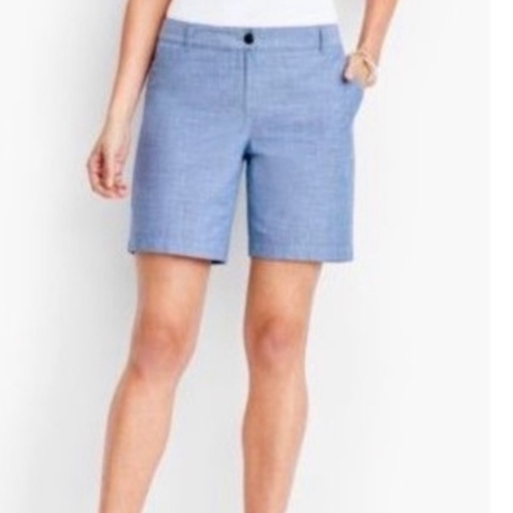 Talbots The Weekend lightweight Blue Chino Chambray Shorts SZ 10 Gently Used